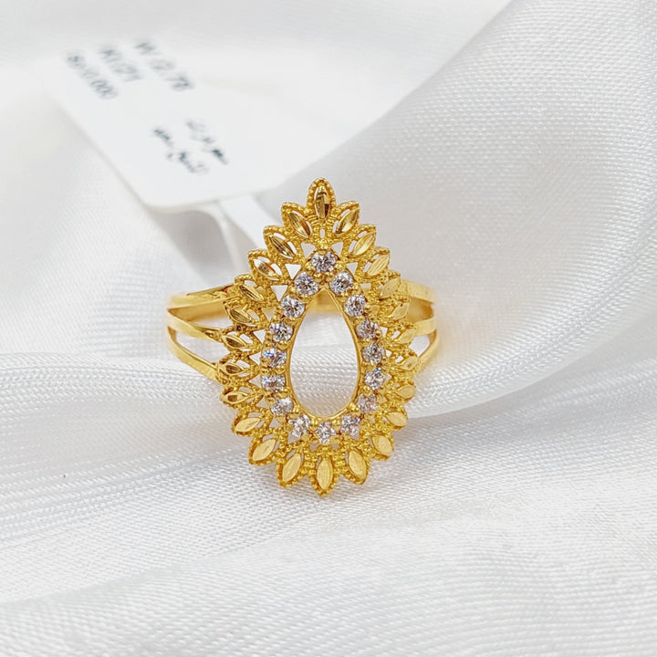 21K Gold Zircon Studded Spike Ring by Saeed Jewelry - Image 1