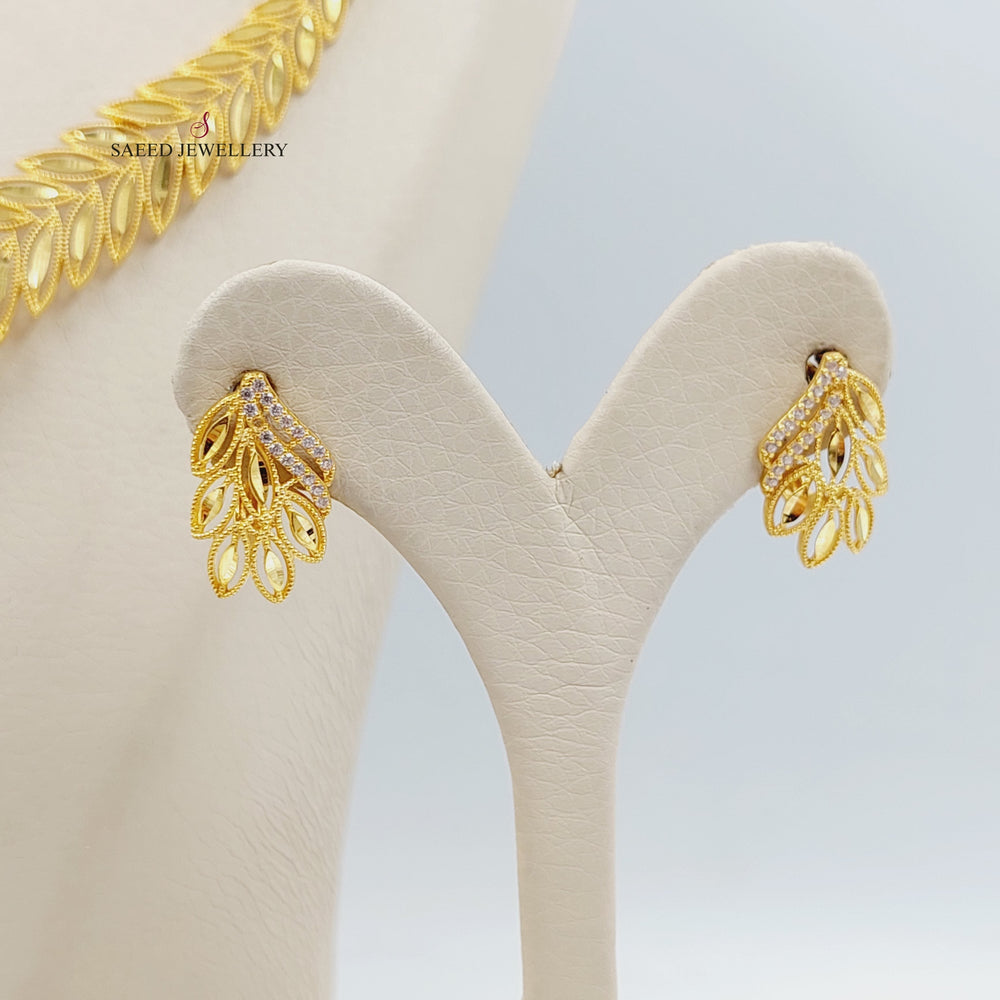 21K Gold Zircon Studded Spike Set by Saeed Jewelry - Image 2