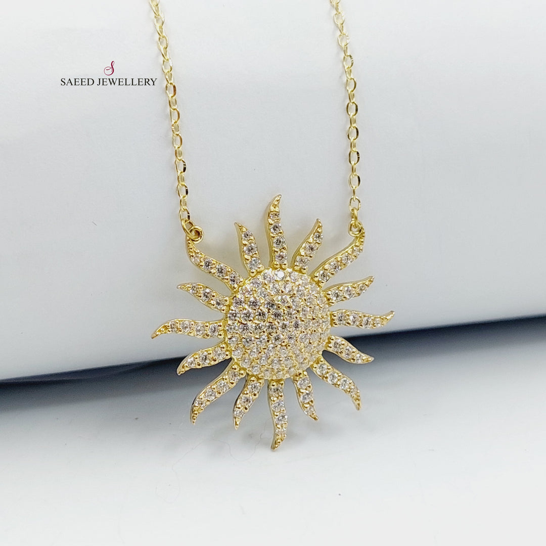 18K Gold Zircon Studded Sun Necklace by Saeed Jewelry - Image 2