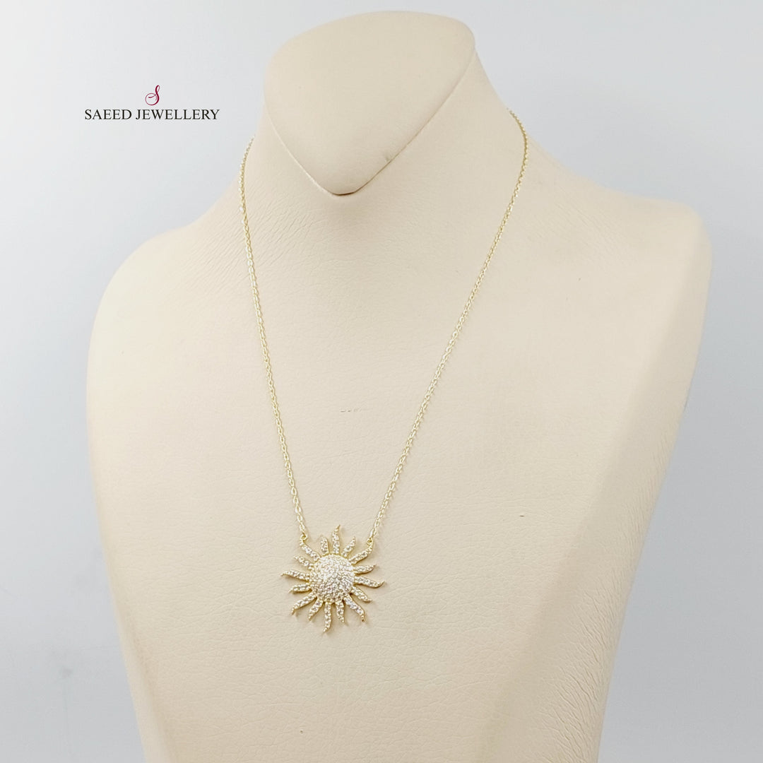 18K Gold Zircon Studded Sun Necklace by Saeed Jewelry - Image 4