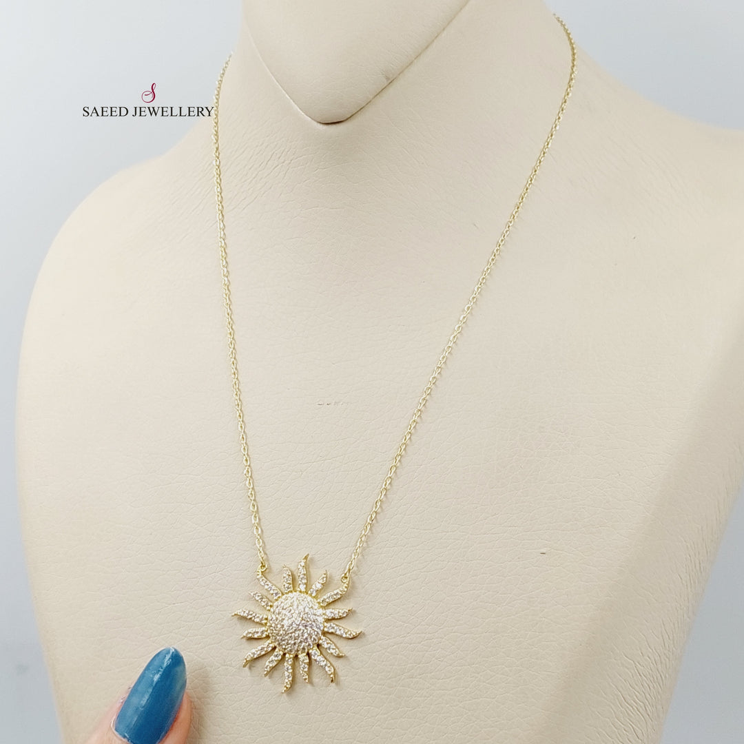 18K Gold Zircon Studded Sun Necklace by Saeed Jewelry - Image 5