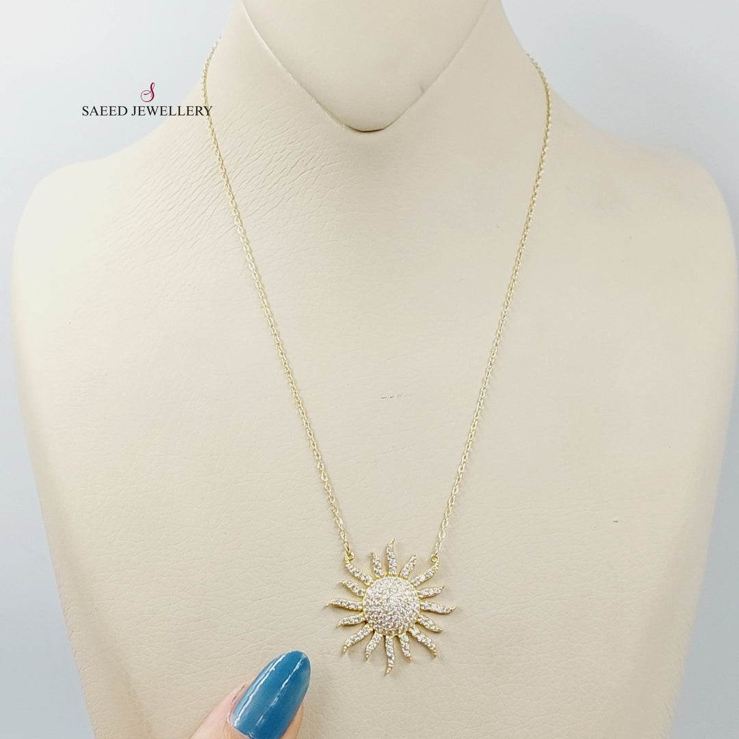 18K Gold Zircon Studded Sun Necklace by Saeed Jewelry - Image 1