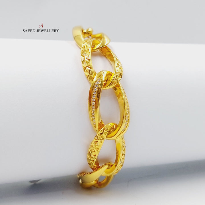 21K Gold Zircon Studded Taft Bracelet by Saeed Jewelry - Image 2