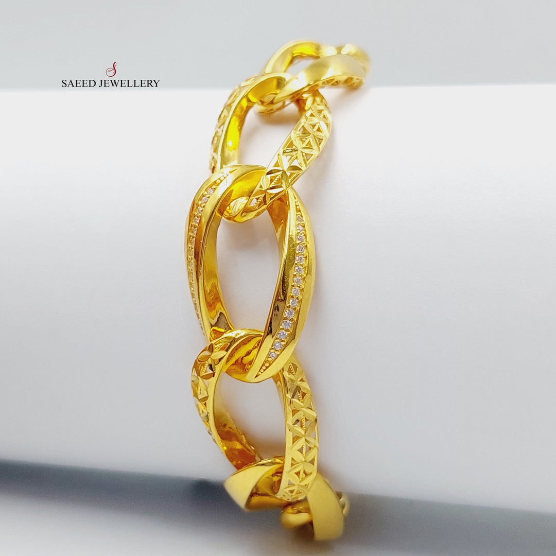 21K Gold Zircon Studded Taft Bracelet by Saeed Jewelry - Image 3