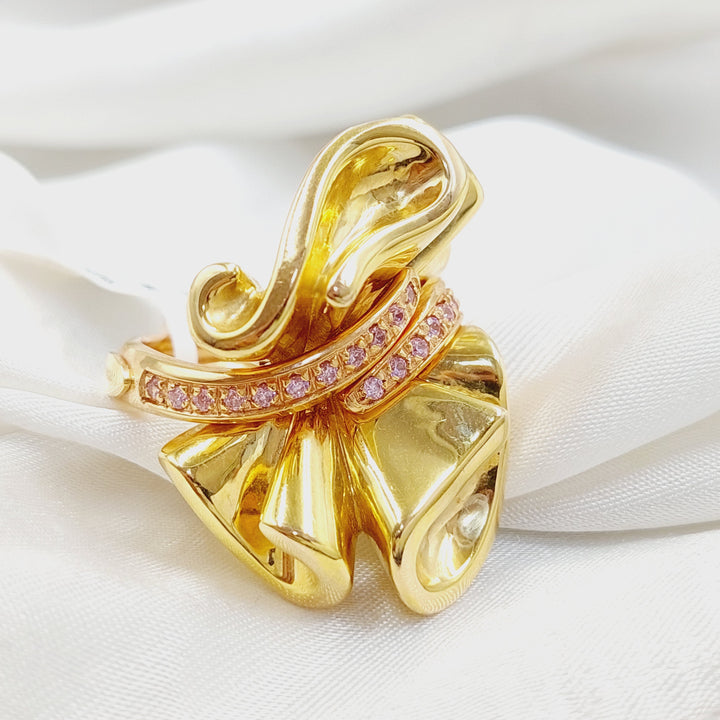 18K Gold Zircon Studded Tie Ring by Saeed Jewelry - Image 3