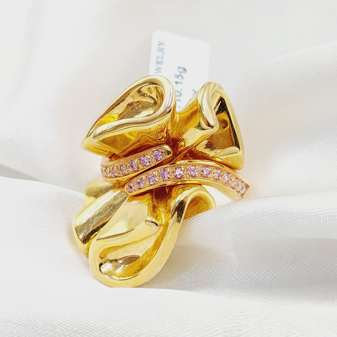 18K Gold Zircon Studded Tie Ring by Saeed Jewelry - Image 4