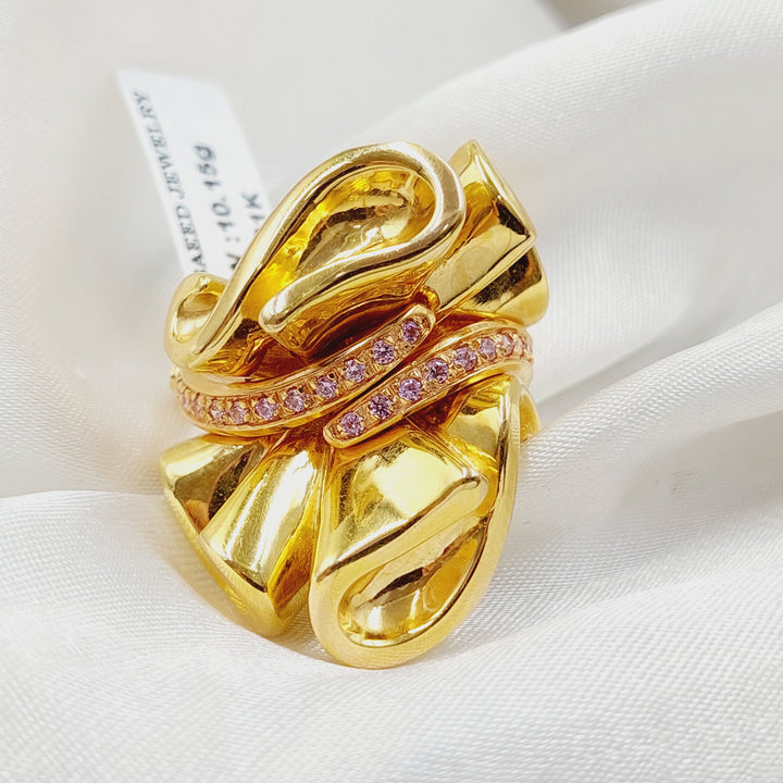 18K Gold Zircon Studded Tie Ring by Saeed Jewelry - Image 1