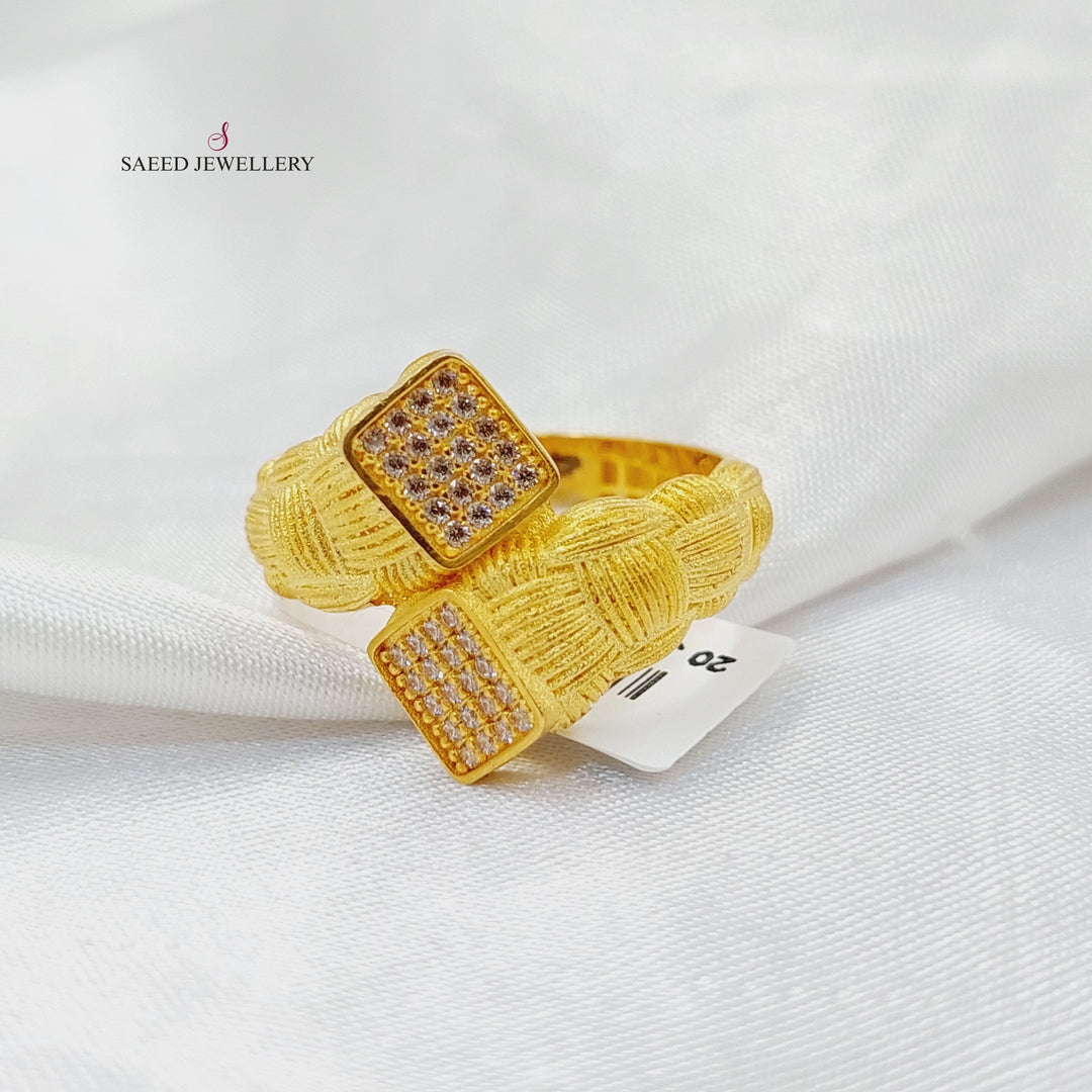 21K Gold Zircon Studded Turkish Ring by Saeed Jewelry - Image 2