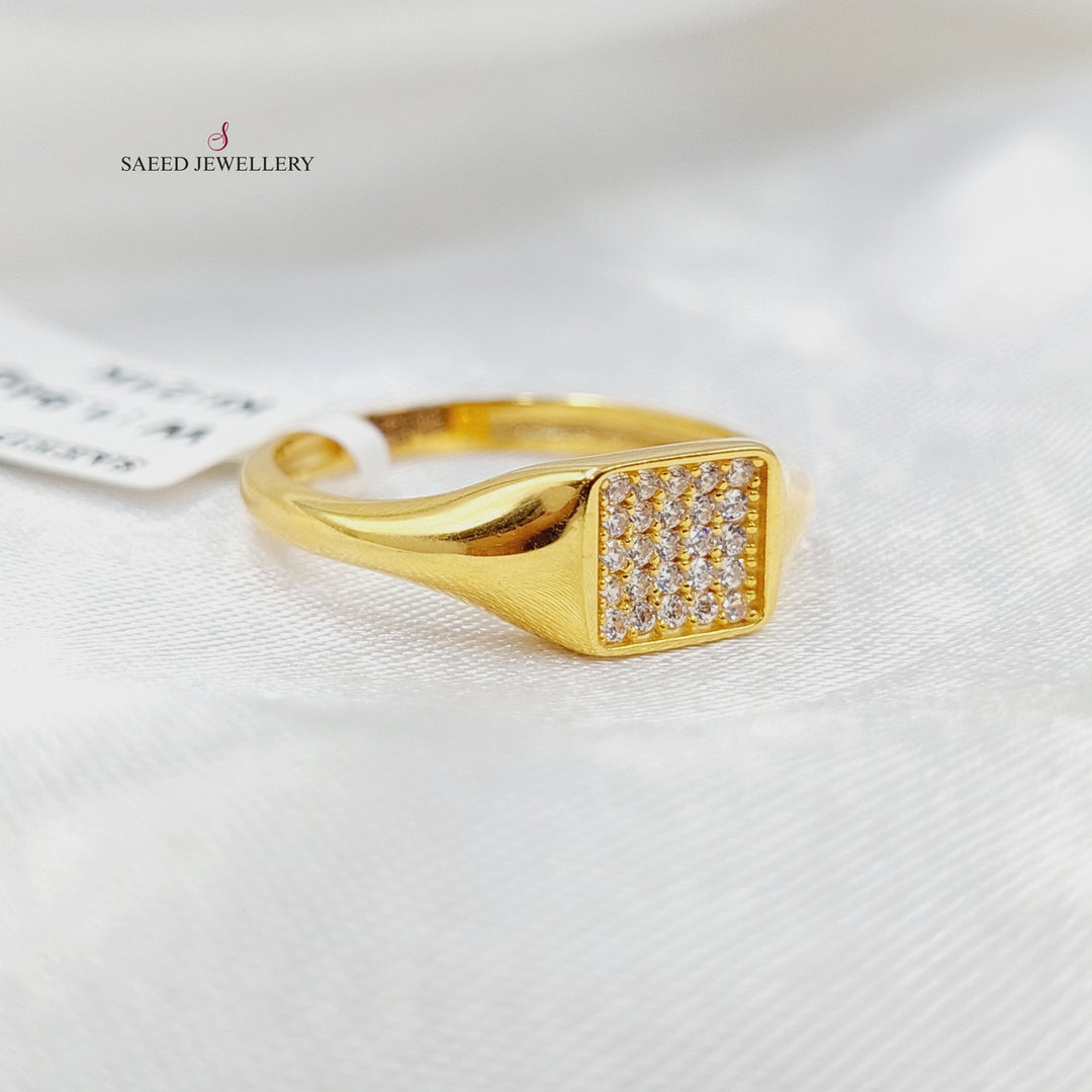 21K Gold Zircon Studded Turkish Ring by Saeed Jewelry - Image 3