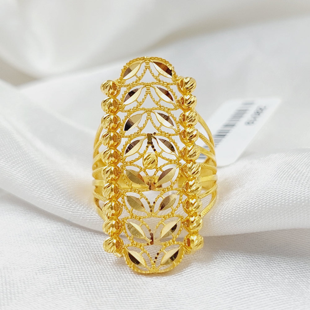 21K Gold Zircon Studded X Style Ring by Saeed Jewelry - Image 2