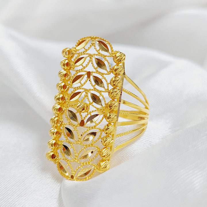 21K Gold Zircon Studded X Style Ring by Saeed Jewelry - Image 4