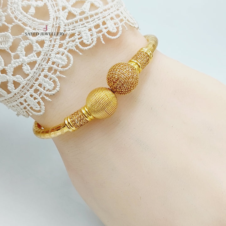 21K Gold Zircon Studded Balls Bracelet by Saeed Jewelry - Image 4