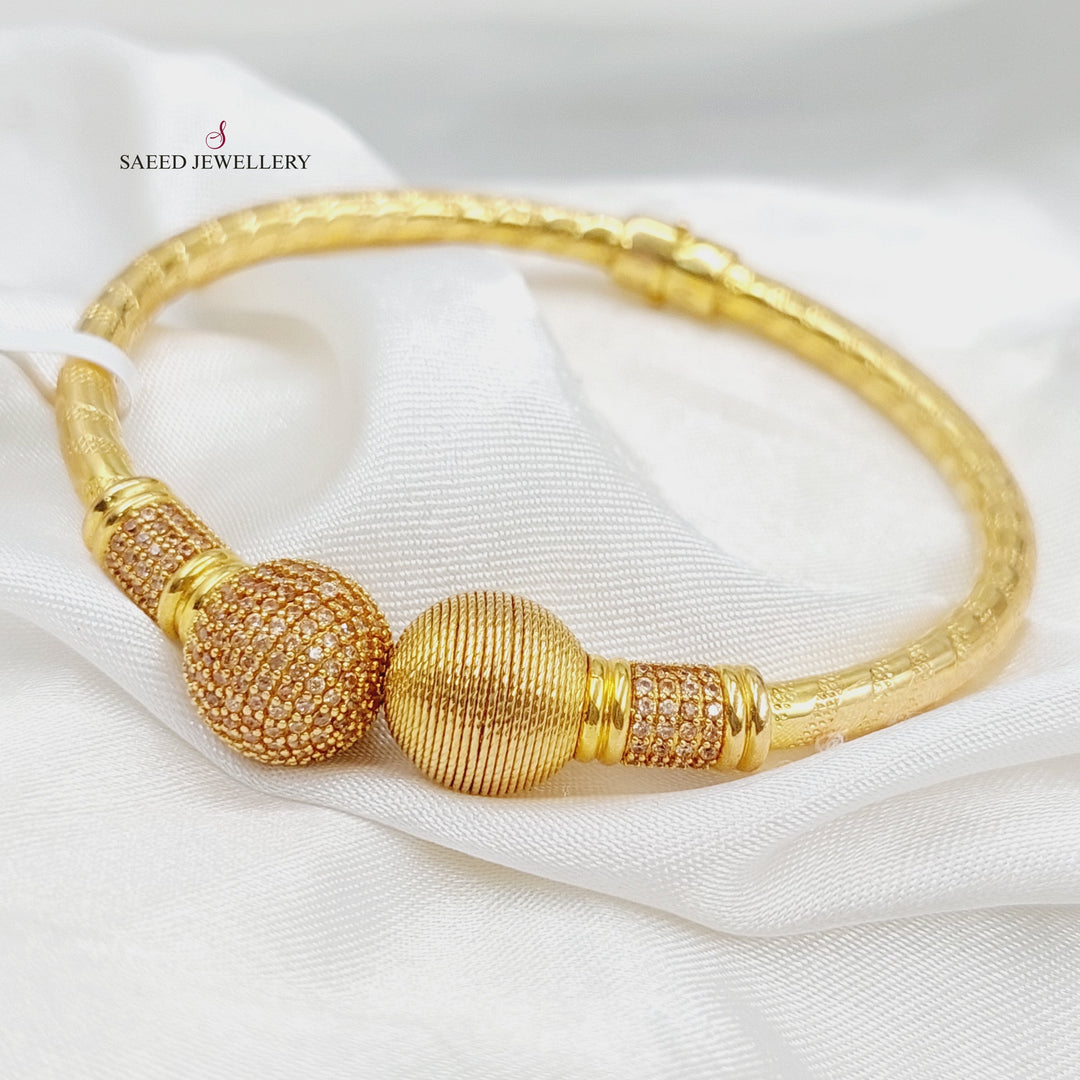 21K Gold Zircon Studded Balls Bracelet by Saeed Jewelry - Image 7