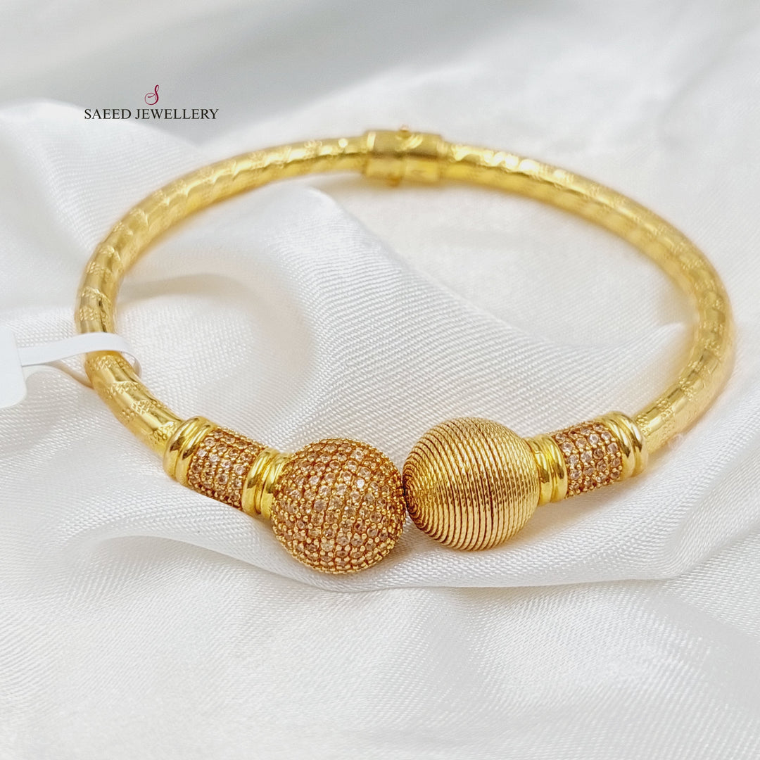 21K Gold Zircon Studded Balls Bracelet by Saeed Jewelry - Image 3