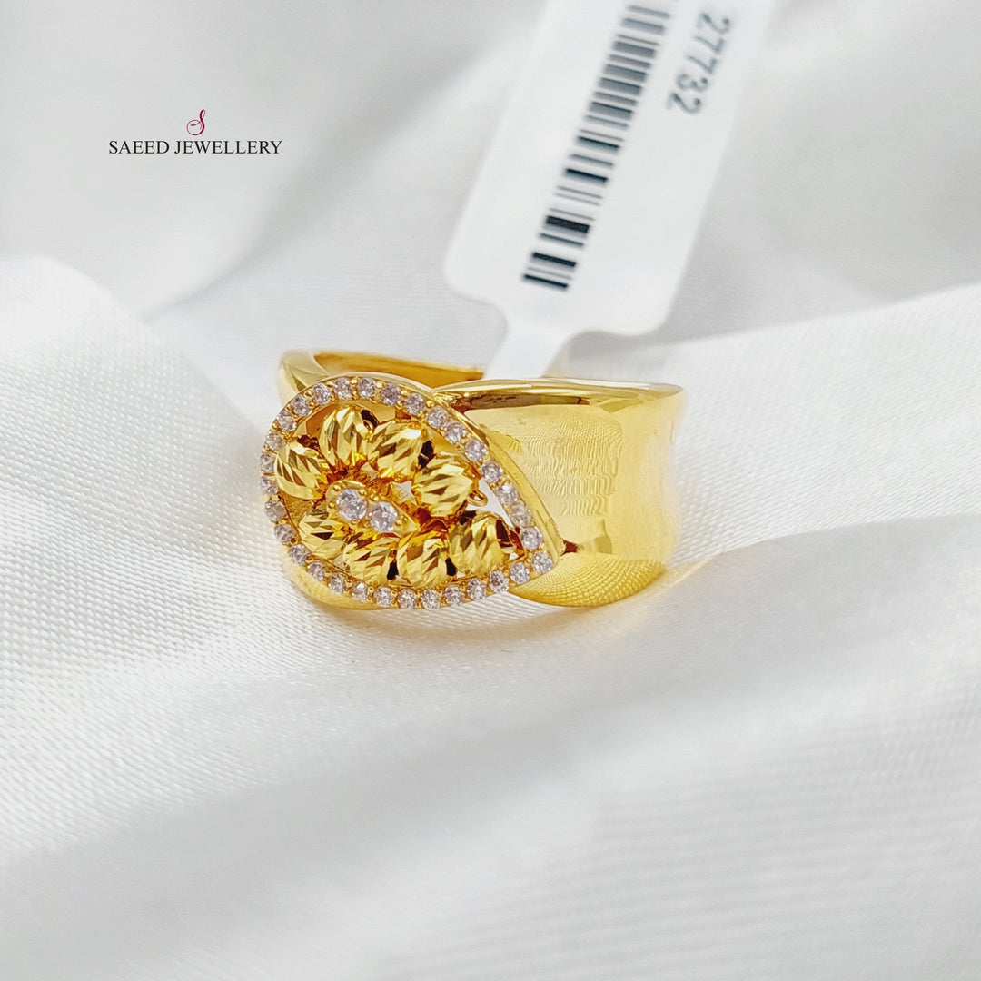 21K Gold Zircon Studded Balls Ring by Saeed Jewelry - Image 5