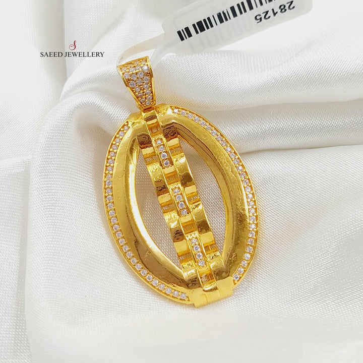 21K Gold Zircon Studded Belt Pendant by Saeed Jewelry - Image 3