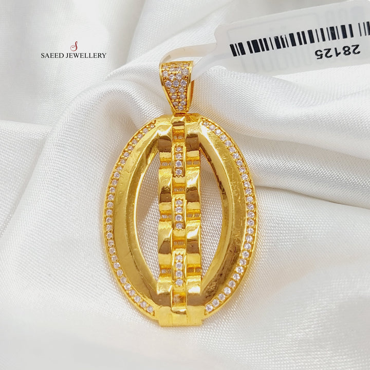 21K Gold Zircon Studded Belt Pendant by Saeed Jewelry - Image 4