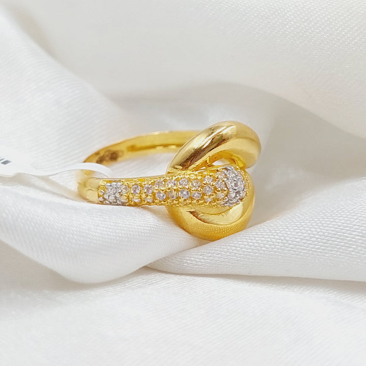 21K Gold Zircon Studded Belt Ring by Saeed Jewelry - Image 1