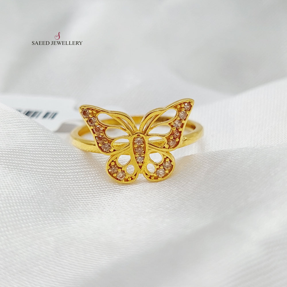 21K Gold Zircon Studded Butterfly Ring by Saeed Jewelry - Image 2