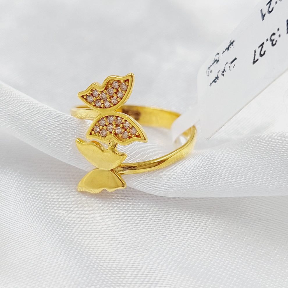 21K Gold Zircon Studded Butterfly Ring by Saeed Jewelry - Image 1