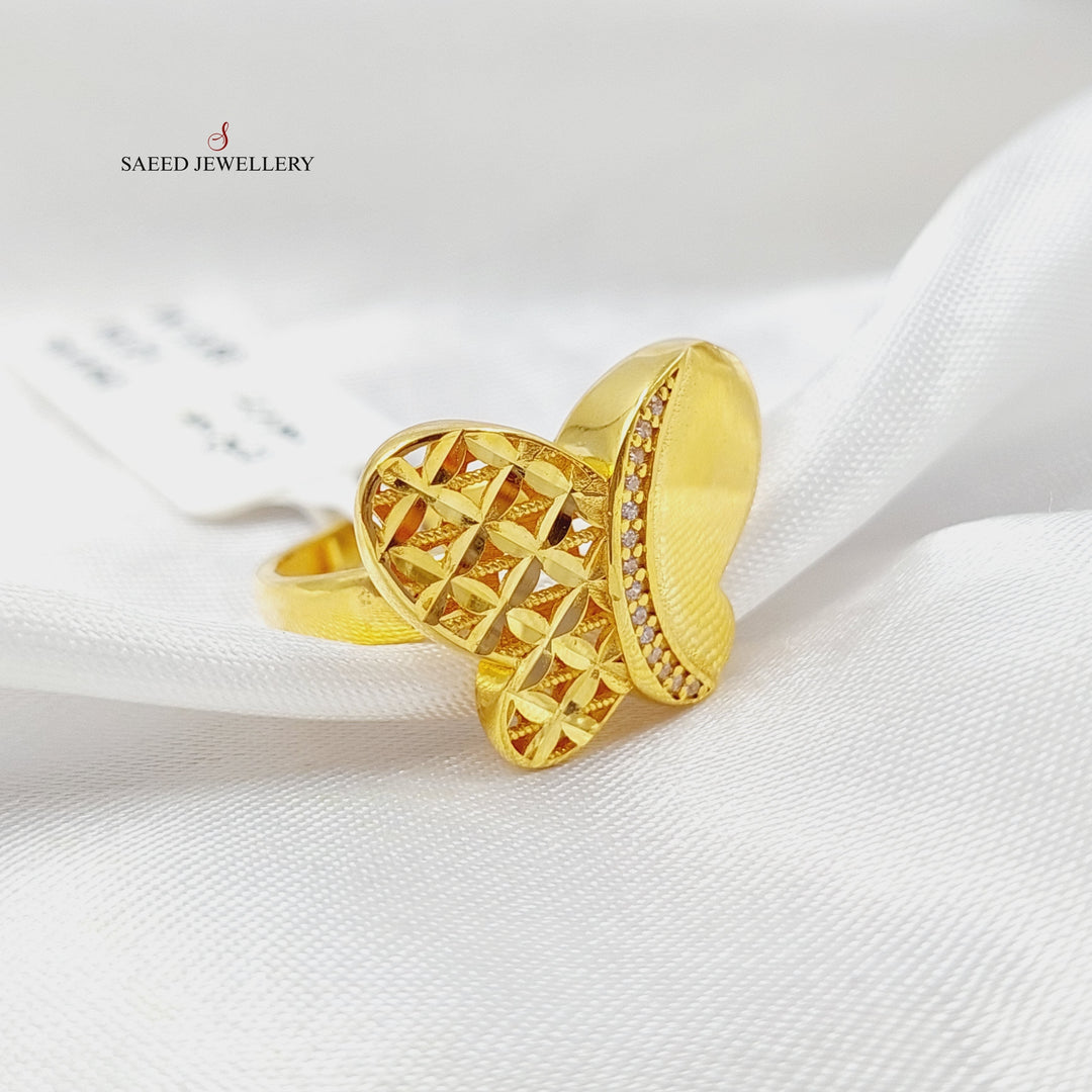 21K Gold Zircon Studded Butterfly Ring by Saeed Jewelry - Image 3