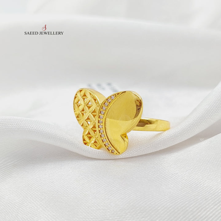 21K Gold Zircon Studded Butterfly Ring by Saeed Jewelry - Image 5