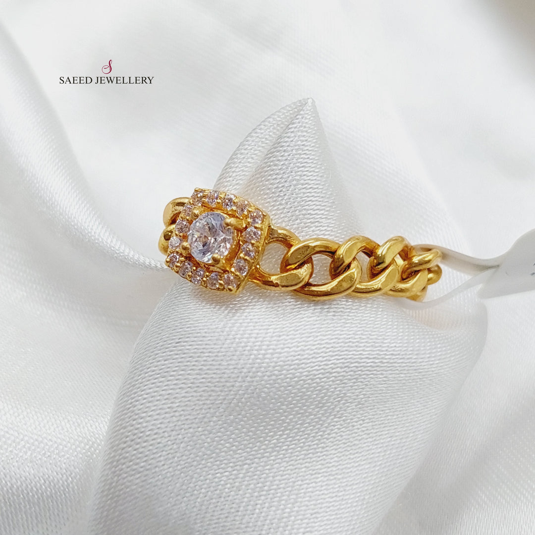 21K Gold Zircon Studded Chain Links Ring by Saeed Jewelry - Image 4