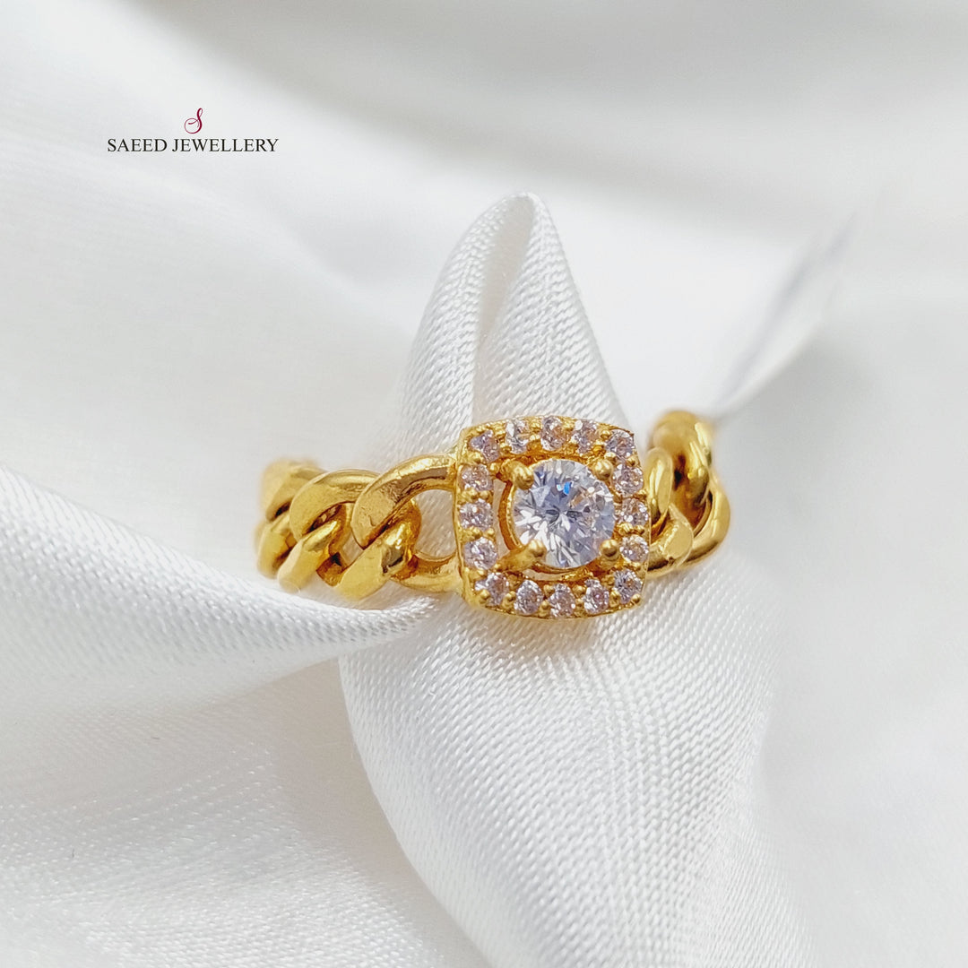 21K Gold Zircon Studded Chain Links Ring by Saeed Jewelry - Image 1