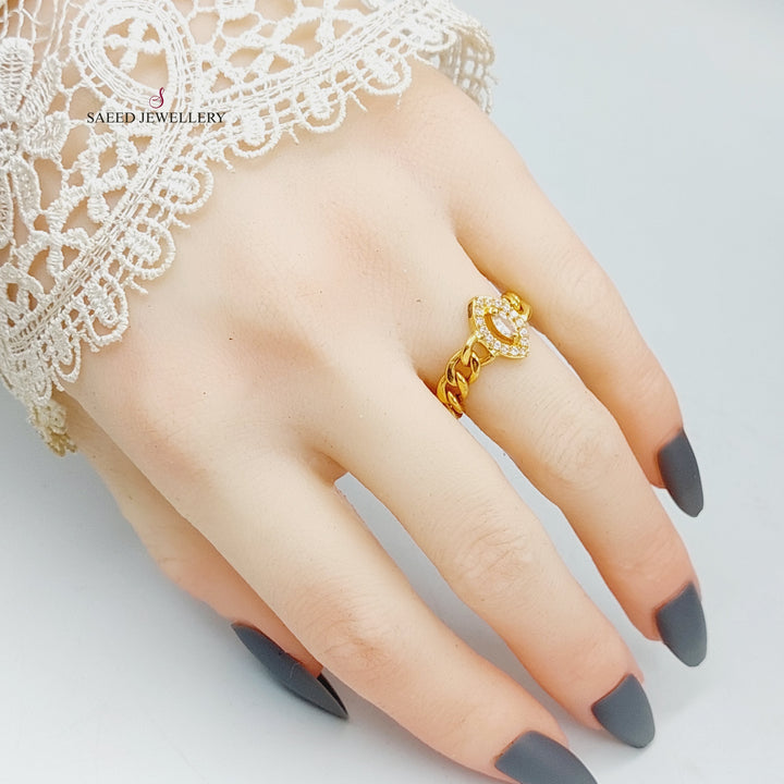 21K Gold Zircon Studded Chain Links Ring by Saeed Jewelry - Image 2