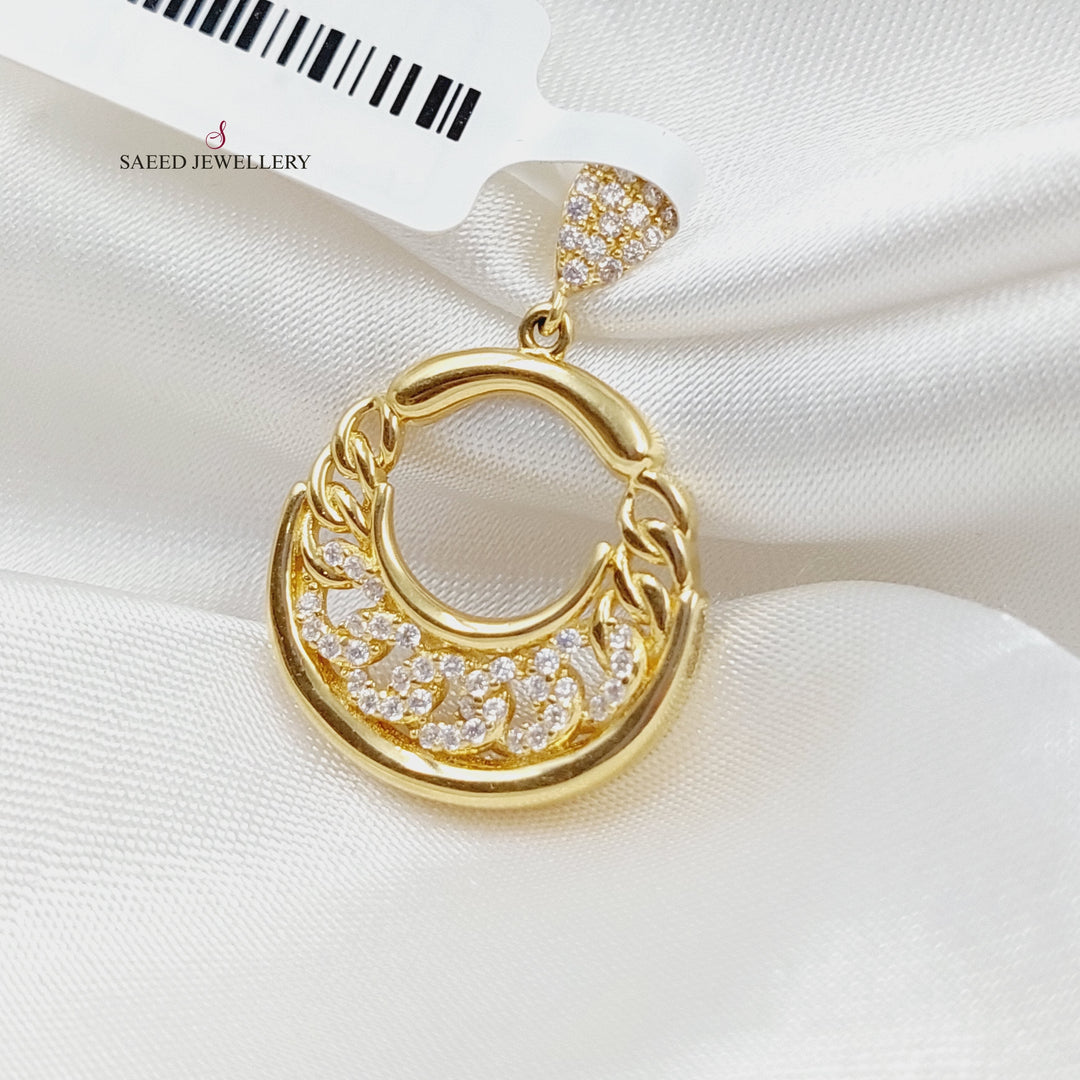 18K Gold Zircon Studded Cuban Links Pendant by Saeed Jewelry - Image 3