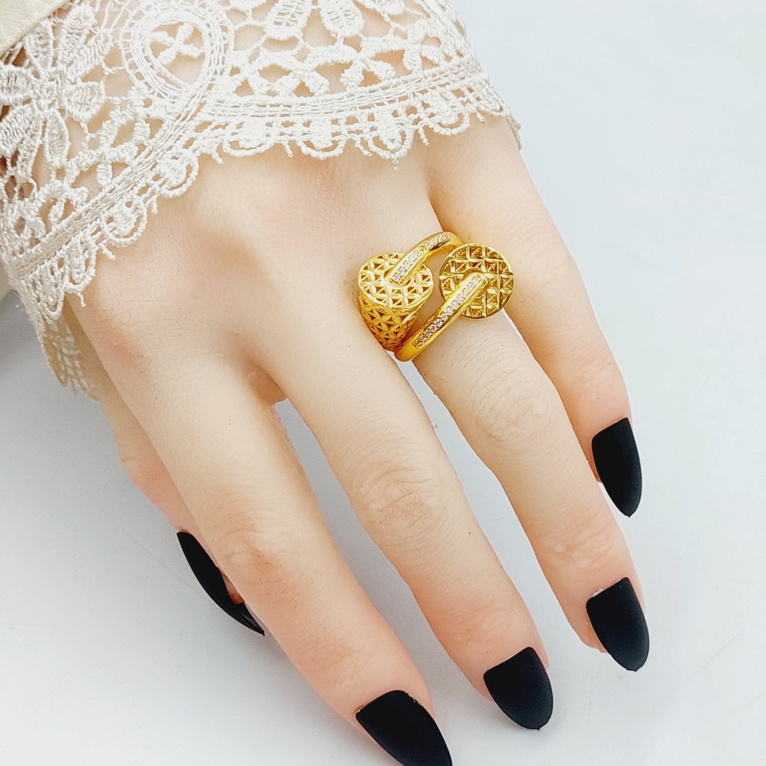 21K Gold Zircon Studded Deluxe Ring by Saeed Jewelry - Image 4