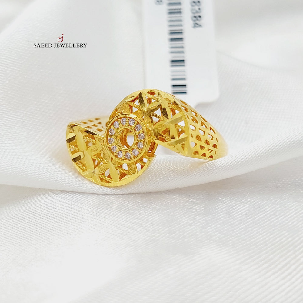 21K Gold Zircon Studded Deluxe Ring by Saeed Jewelry - Image 2