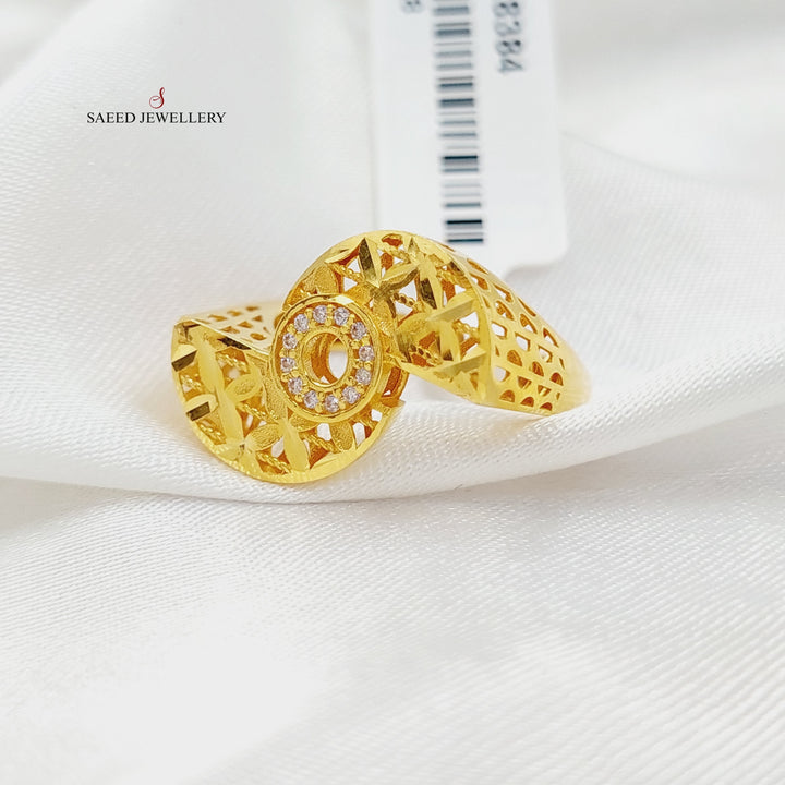 21K Gold Zircon Studded Deluxe Ring by Saeed Jewelry - Image 2