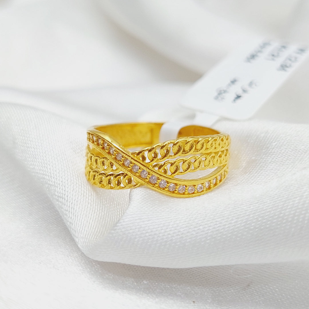 21K Gold Zircon Studded Deluxe Ring by Saeed Jewelry - Image 3