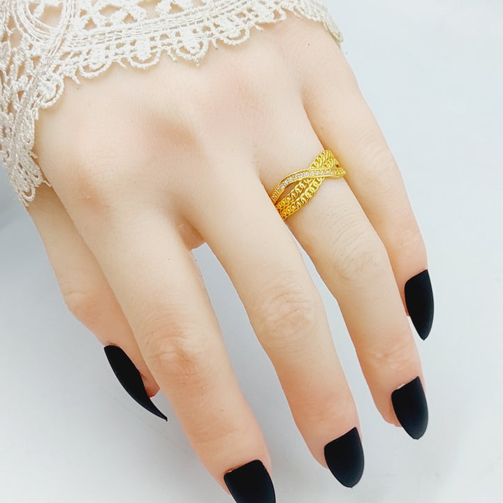 21K Gold Zircon Studded Deluxe Ring by Saeed Jewelry - Image 8