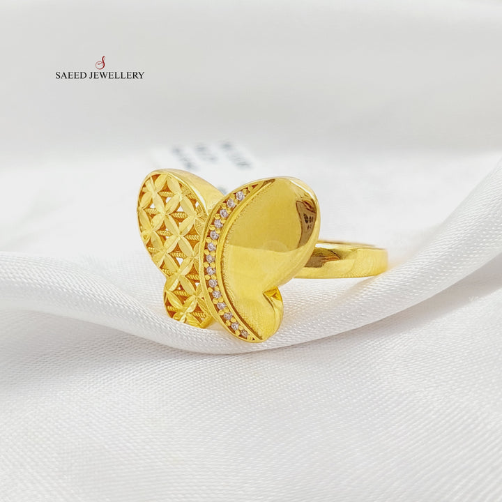 21K Gold Zircon Studded Heart Ring by Saeed Jewelry - Image 3