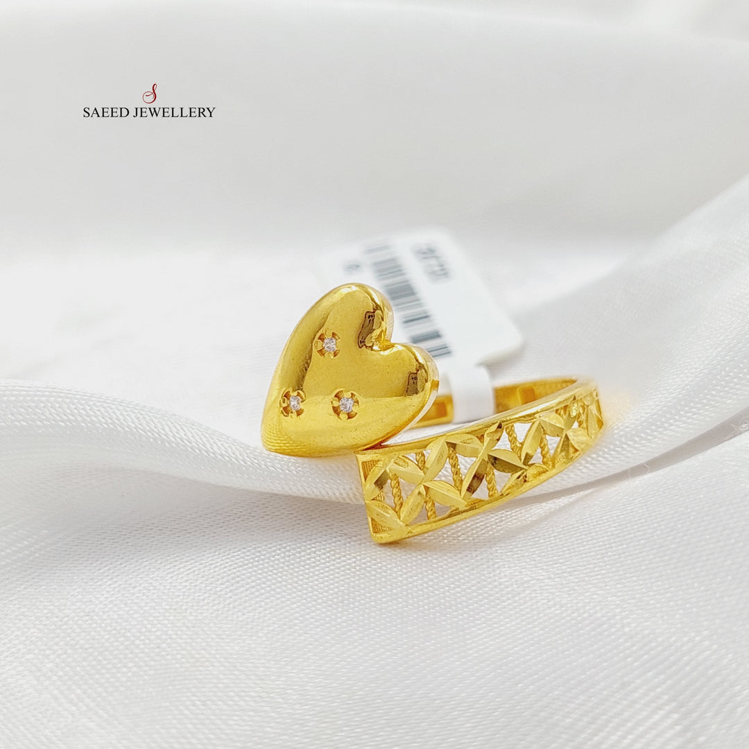 21K Gold Zircon Studded Heart Ring by Saeed Jewelry - Image 5