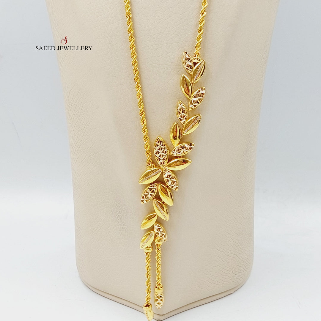 21K Gold Zircon Studded Rope Necklace by Saeed Jewelry - Image 3