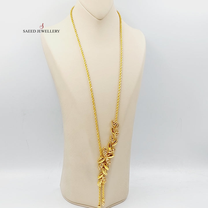 21K Gold Zircon Studded Rope Necklace by Saeed Jewelry - Image 4