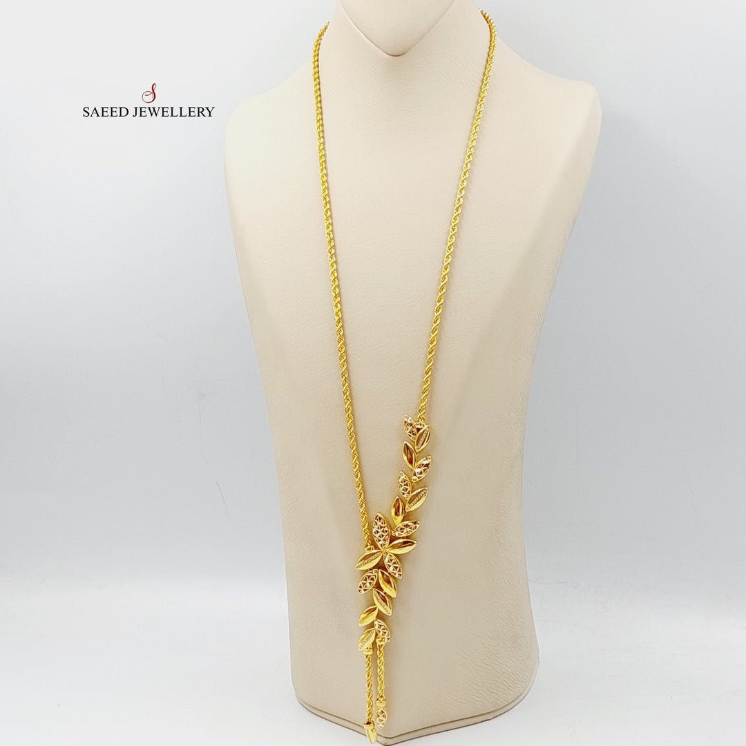 21K Gold Zircon Studded Rope Necklace by Saeed Jewelry - Image 5