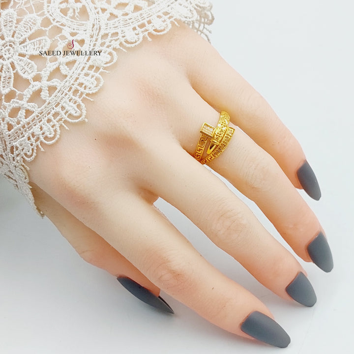 21K Gold Zircon Studded Nail Ring by Saeed Jewelry - Image 4