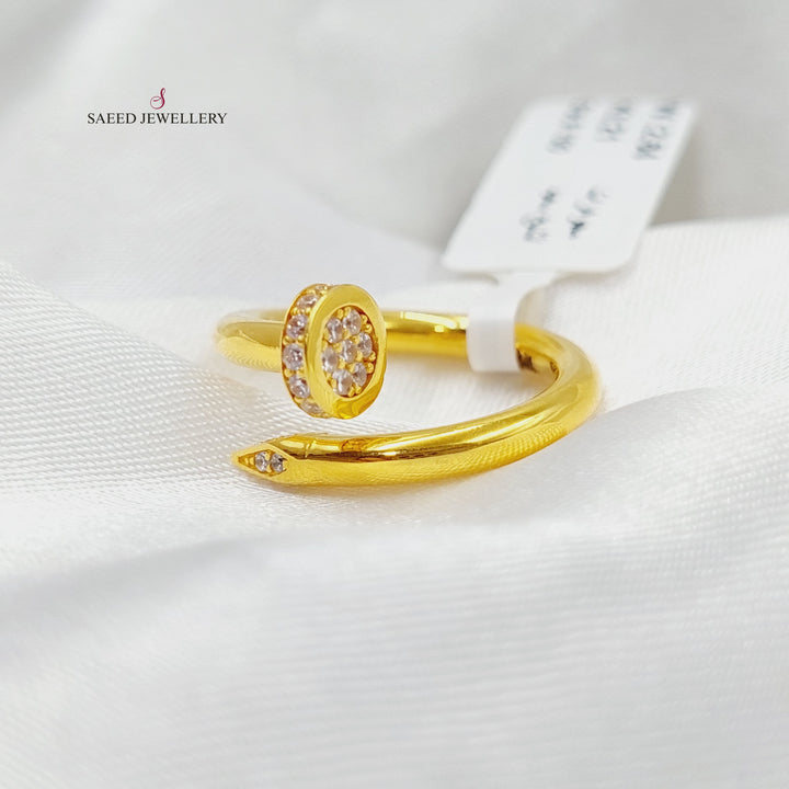 21K Gold Zircon Studded Nail Ring by Saeed Jewelry - Image 2