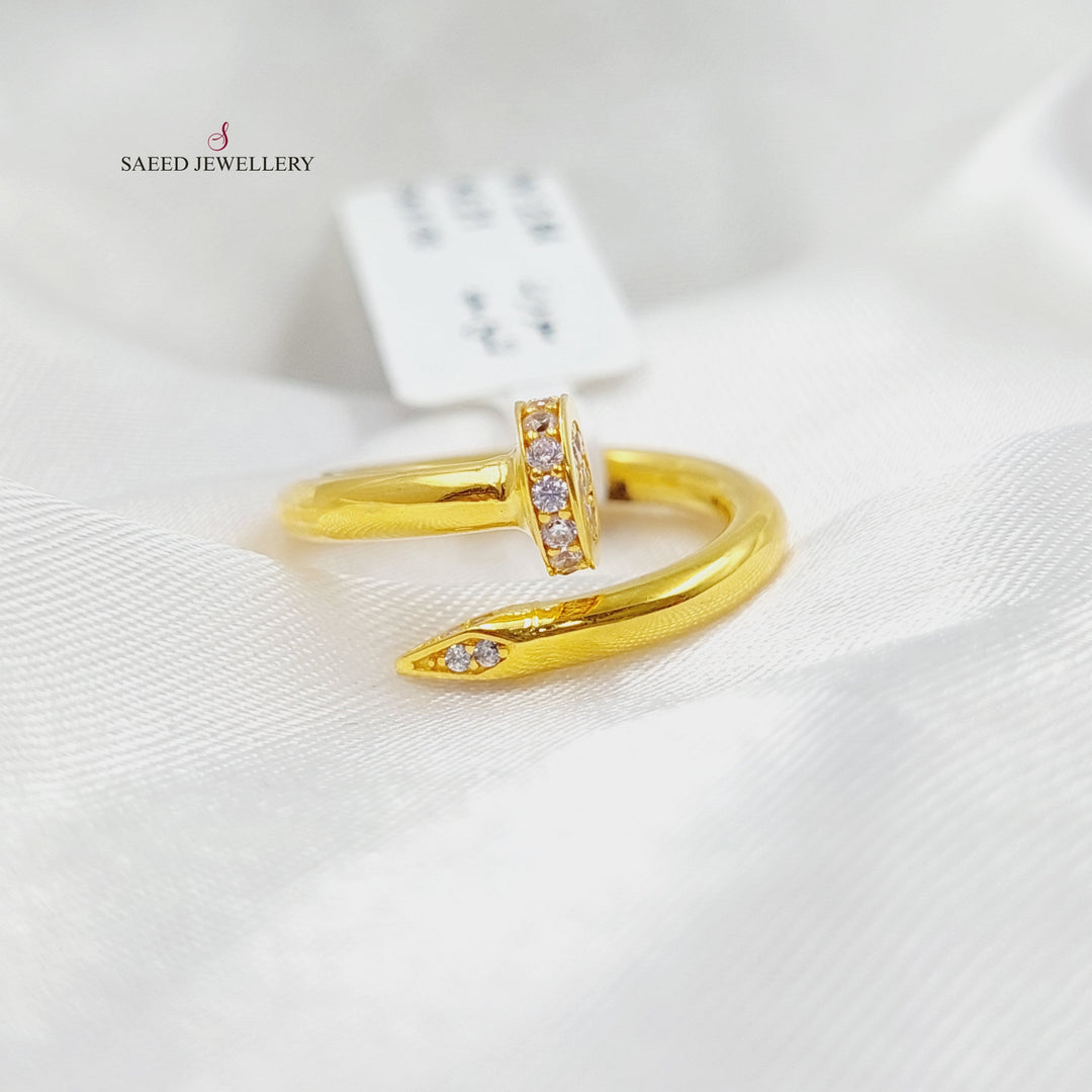 21K Gold Zircon Studded Nail Ring by Saeed Jewelry - Image 3