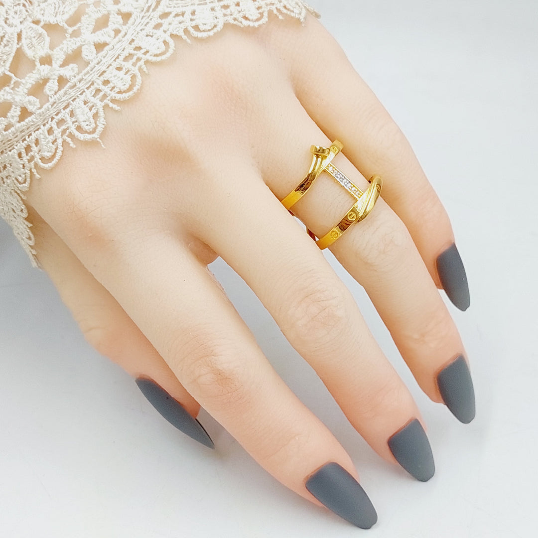 21K Gold Zircon Studded Nail Ring by Saeed Jewelry - Image 4