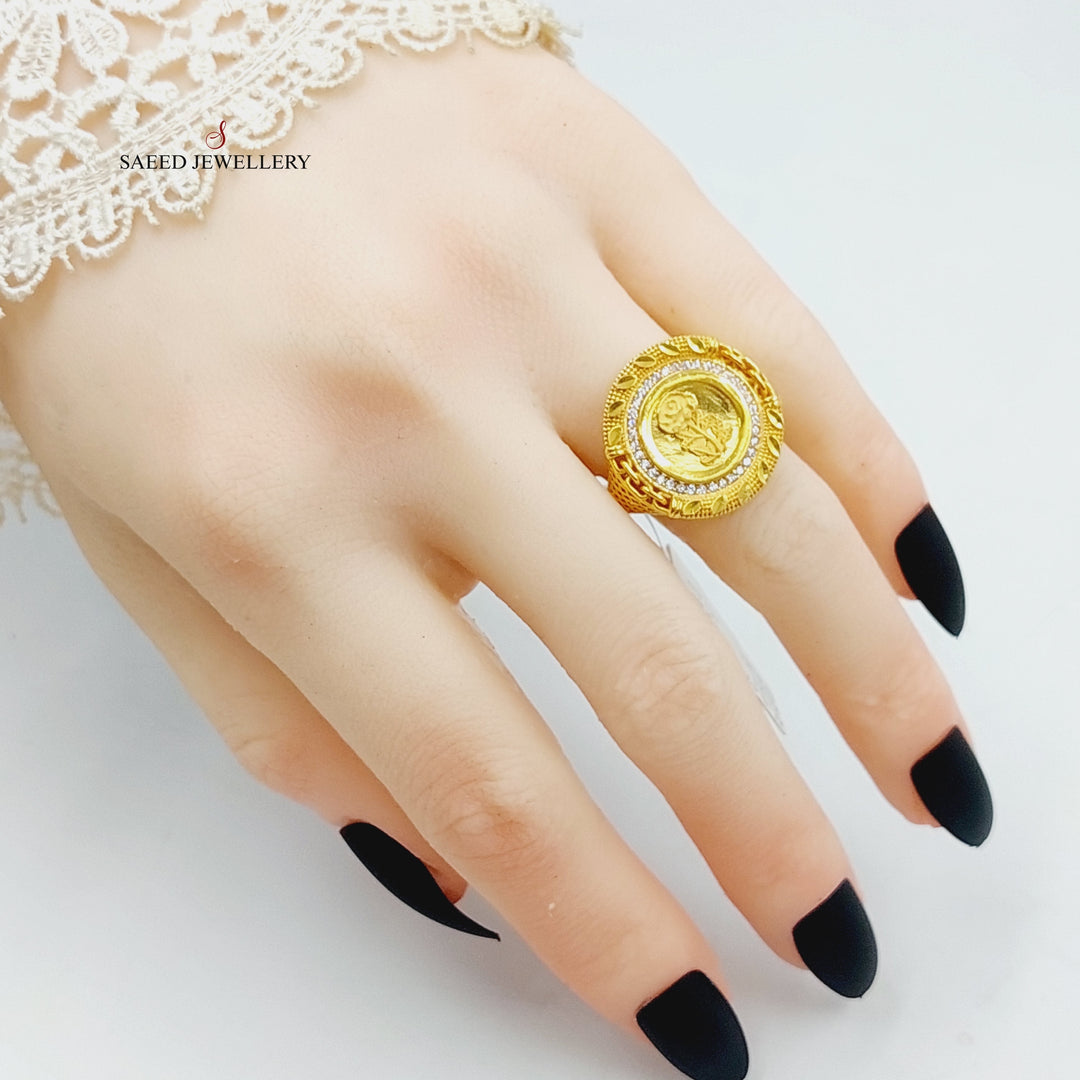 21K Gold Zircon Studded Ounce Ring by Saeed Jewelry - Image 4