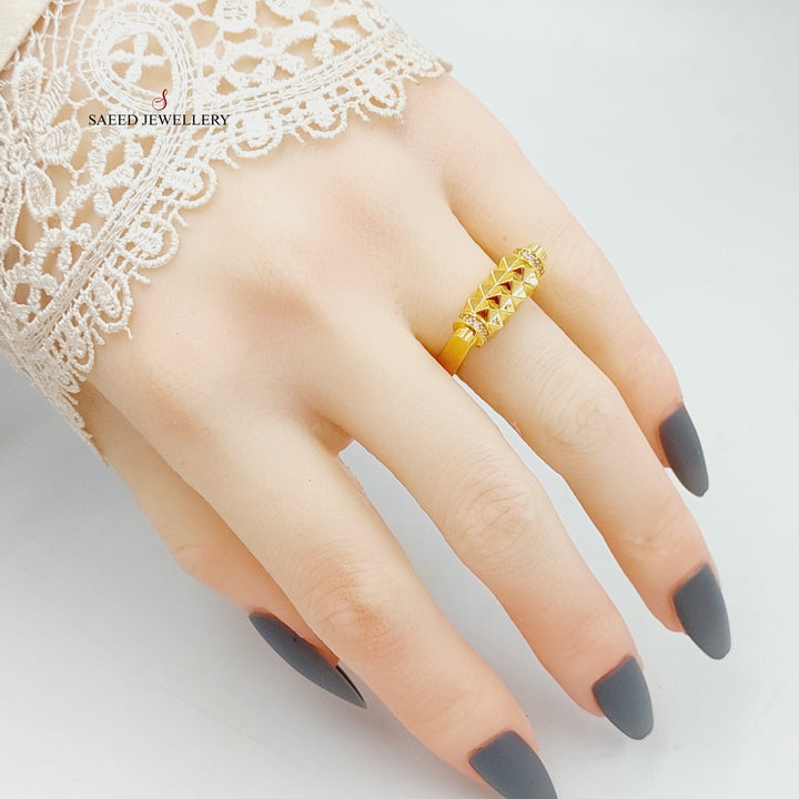 21K Gold Zircon Studded Pyramid Ring by Saeed Jewelry - Image 4