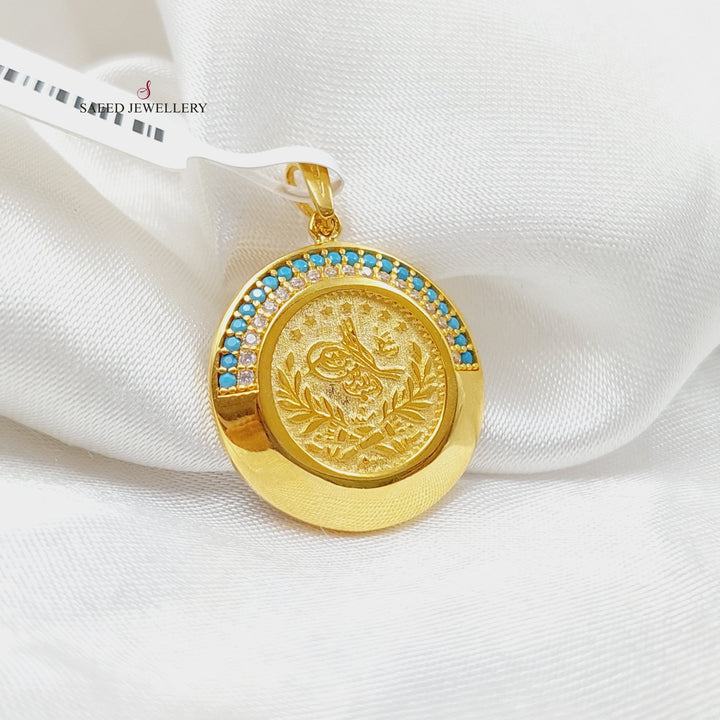 21K Gold Zircon Studded Rashadi Pendant by Saeed Jewelry - Image 2