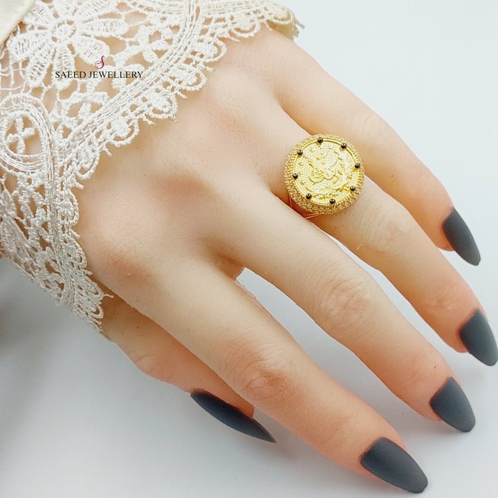 21K Gold Zircon Studded Rashadi Ring by Saeed Jewelry - Image 7