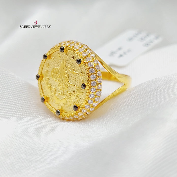 21K Gold Zircon Studded Rashadi Ring by Saeed Jewelry - Image 1