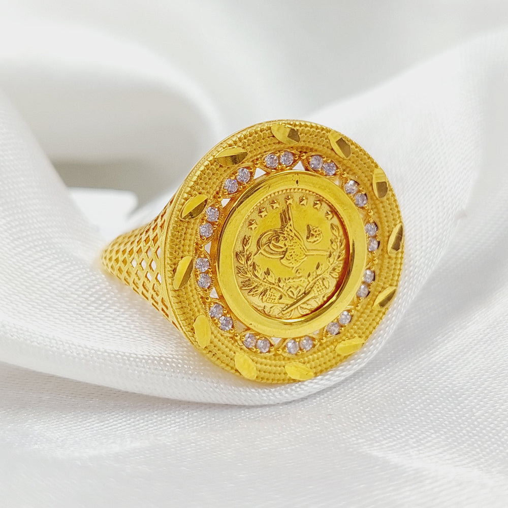 21K Gold Zircon Studded Rashadi Ring by Saeed Jewelry - Image 2